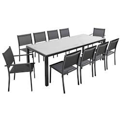 Oviala Business Ensemble table de jardin en céramique effet marbre et 10 assises_0