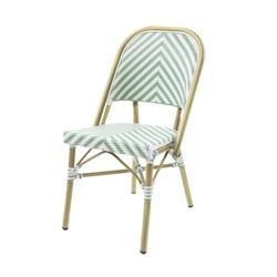 Essentials Chaise bistrot - Lot de 2 - Aluminium/Rotin - Empilable - Bambou-Blanc/Vert pastel - Paris - Veba - vert aluminium 52351_0