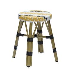 METRO PROFESSIONAL Tabouret Bistro empilable, aluminium / rotin PE, jaune - jaune multi-matériau 4337255239807_0