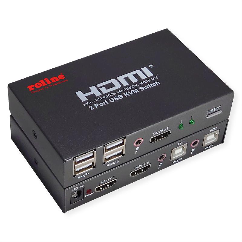 Roline switch kvm, 2 pcs, hdmi 4k, usb_0