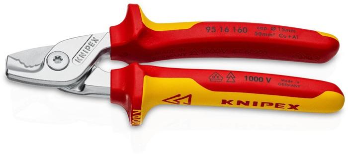 Coupe-câble longueur 160 mm tête chromée VDE gaines multicomposant forme 1 KNIPEX_0