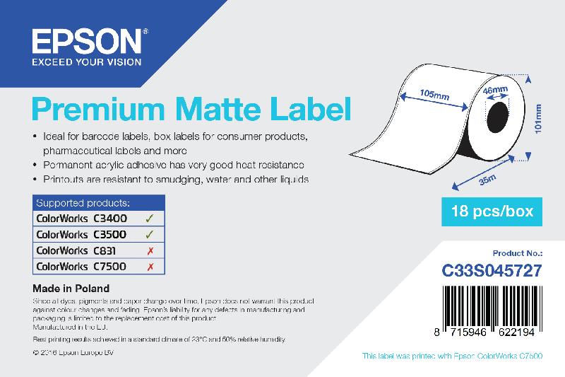 Epson Premium Matte Label - Continuous Roll: 105mm x 35m_0