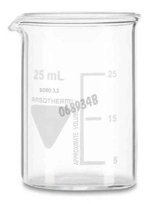 Bécher gradué 25 ml en verre borosilicaté forme basse - 068934B_0