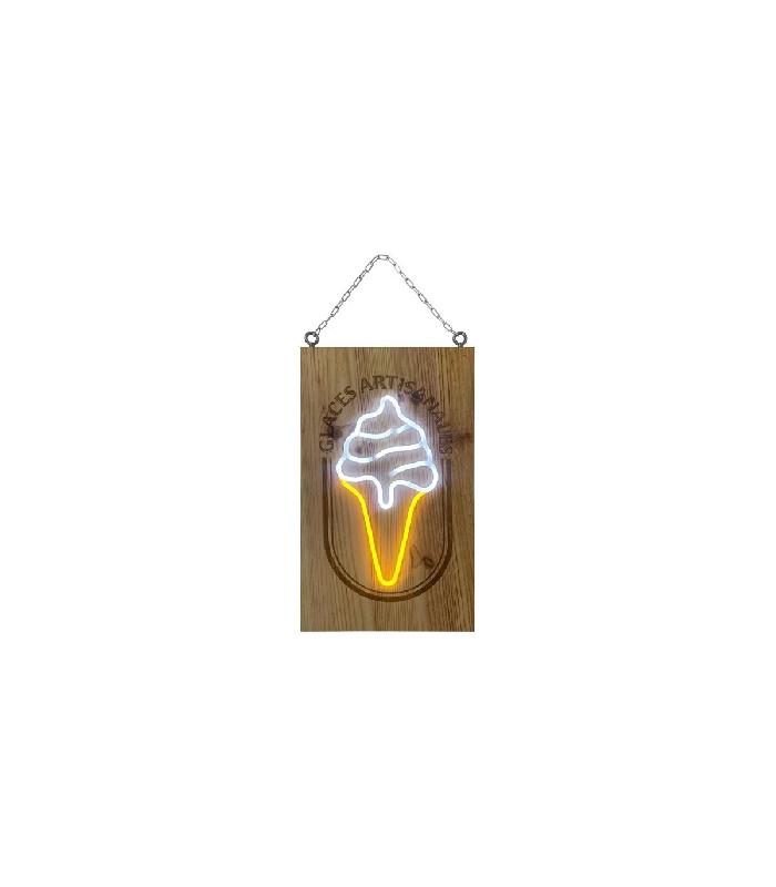 Enseigne lumineuse LED intérieur en bois avec batterie 9 800 mAh - Fabrication française - LED-104-BA98_0