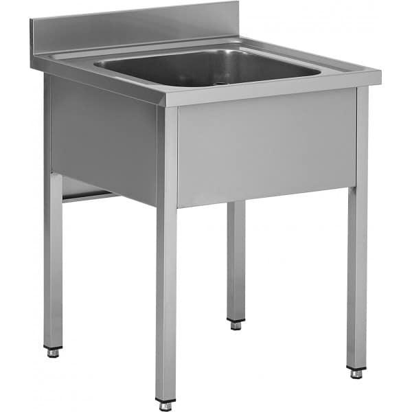 Plonge démontable sur pieds carrés sans étagère, inox AISI 304, L - 900 mm, 1 bac au centre_0