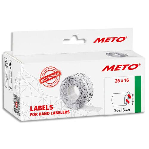 Meto boîte de 6 rouleaux étiquettes meto 26x16mm blanches sinusoïdales adhésif permanent_0