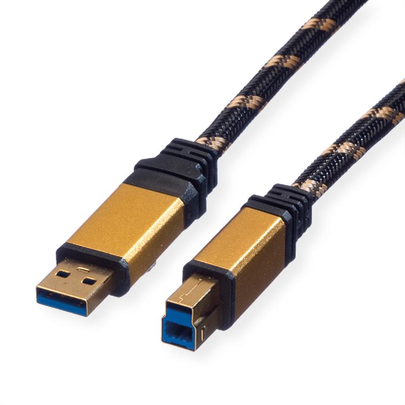 ROLINE GOLD Câble USB 3.2 Gen 1, type A mâle - B mâle, Retail Blister, 1,8 m_0