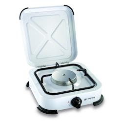 Réchaud gaz portable 1 feu 1200W Blanc laqué Couvercle Plaque de cuisson KEMPER - blanc 3663936037211_0