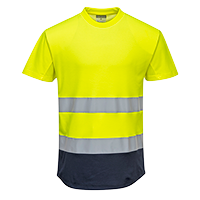 Tee-shirt mesh bicolore jaune marine c395, l_0