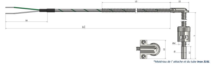 Thermocouple de surface Baïonnette avec attache (angle 90°) - TS34_0