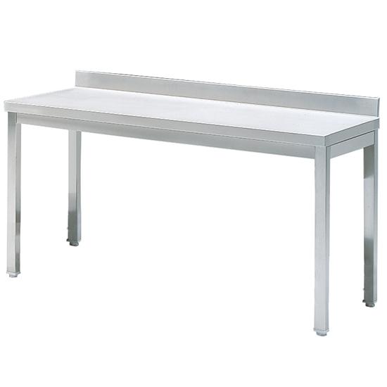 Table inox de travail sans étagère, avec dosseret, 1000x700 mm - STLTA70100_0