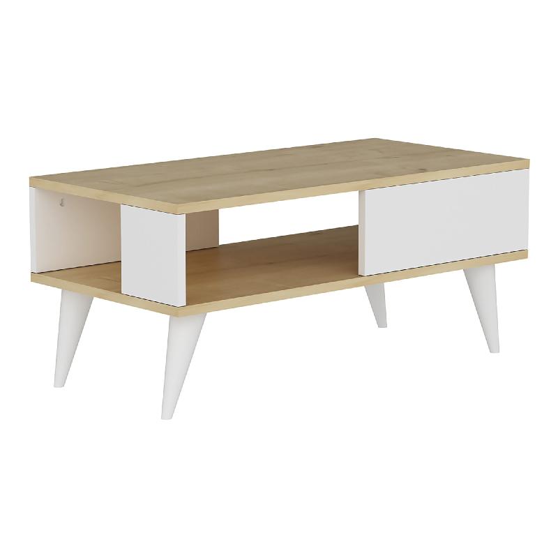 TABLE BASSE AVEC ESPACE DE RANGEMENT 40 X 90 X 45 CM EFFET CHÊNE / BLANC 03_0008460_0