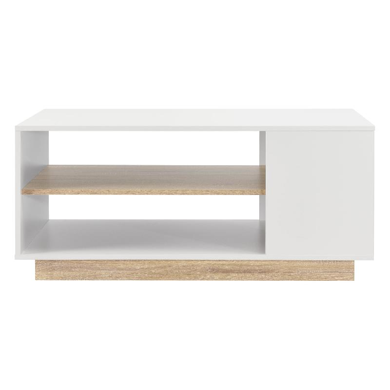 TABLE BASSE RECTANGULAIRE POUR SALON MEUBLE STYLÉ AVEC ÉTAGÈRE DE STOCKAGE EN PANNEAU DE PARTICULES MÉLAMINÉ 46 X 100 X 60 CM BLANC CHÊNE 03_0006176_0