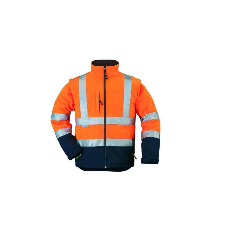 Veste softshell 2/1 - STATION - Polaire 300g/m2 - Orange HV/Marine - COVERGUARD | MO70640_0