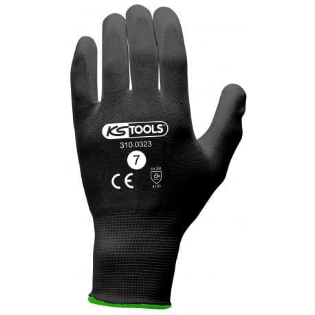 Gants microfibres noirs, T.7, 12 paires KS Tools | 310.0323_0