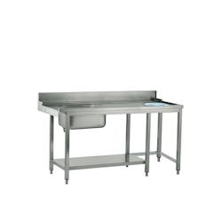 Mastro Table d'Entrée Inox avec Evier et Trou à Déchets - Virtus - l150- L- P77- h87- - 0698142356842_0