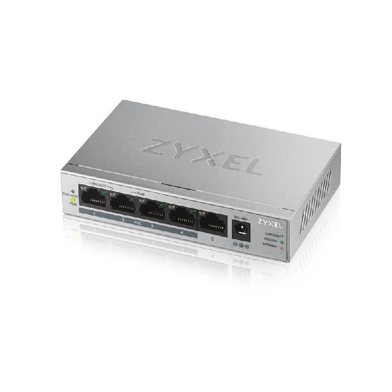 Zyxel GS1005HP Non-géré Gigabit Ethernet (10/100/1000) Argent Connexion Ethernet, supportant l'alimentation via ce port (PoE)_0