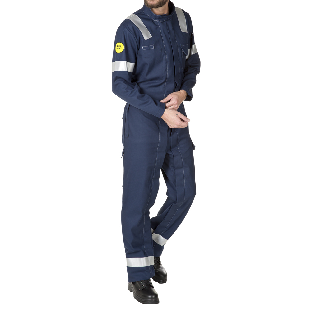 Combinaison double ZIP avec bandes rétro TECHPROTECT tissu zone ATEX 300g (Marine) - PCCA13-T0 - Muzelle Hasson_0