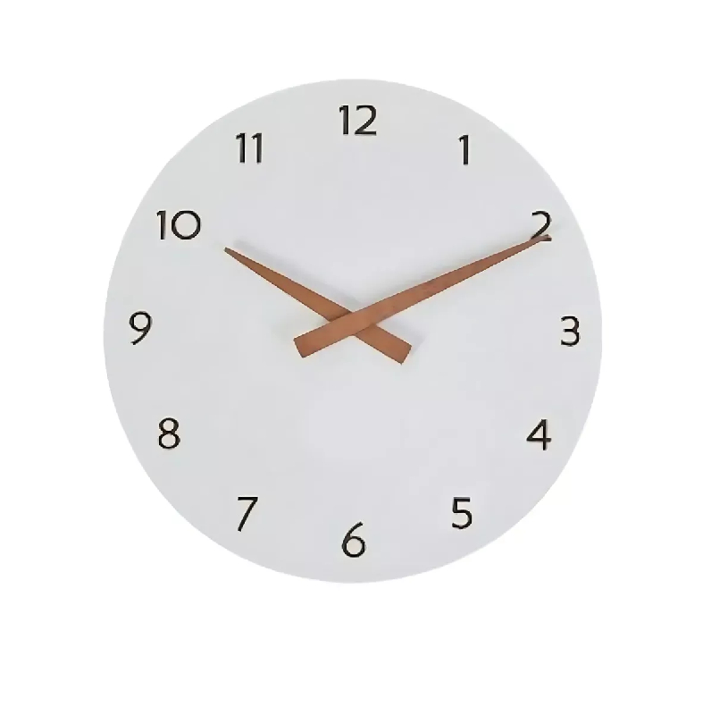 Horloge silencieuse 100% bois 30cm - quartz - coloris bois/blanc_0