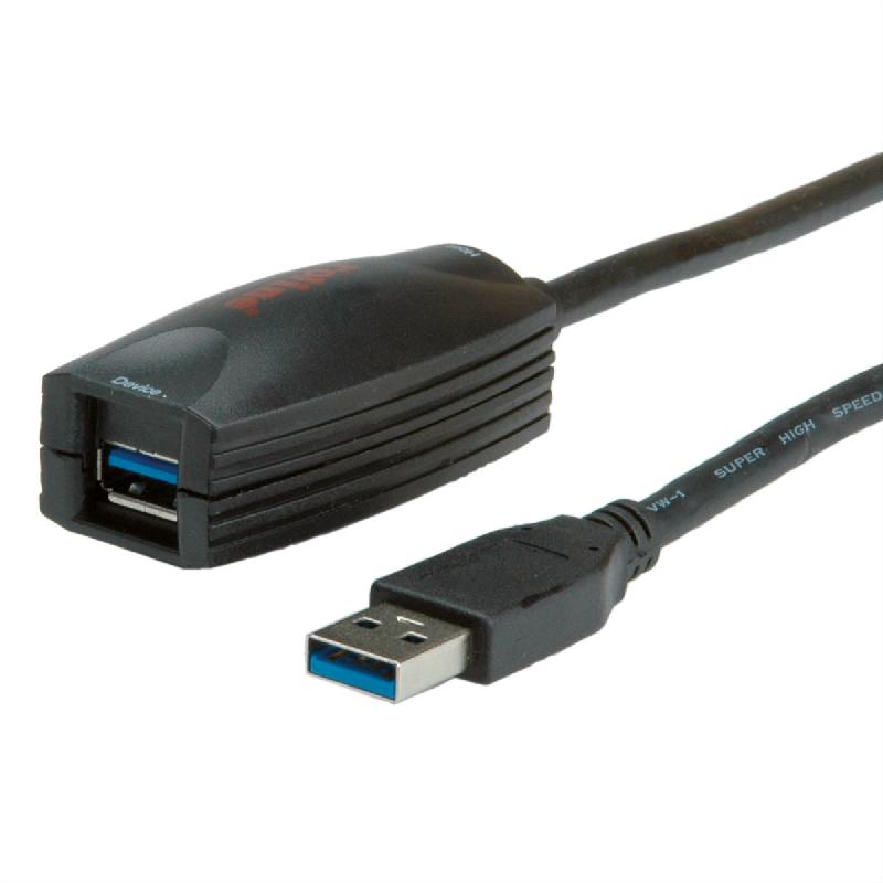 ROLINE Câble prolongateur actif Repeater USB 3.2 Gen 1, noir, 5 m_0