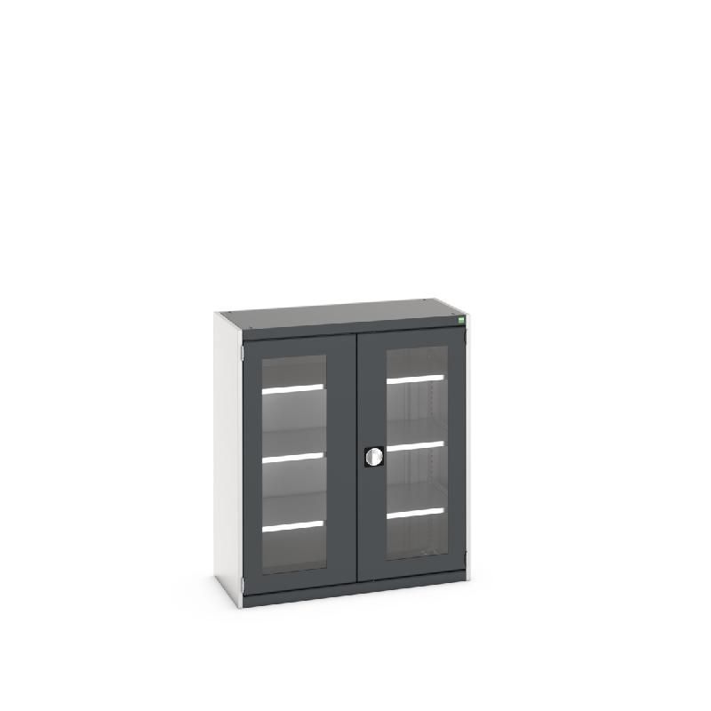 Armoire A Tablettes Et Portes Transparentes Cubio_0