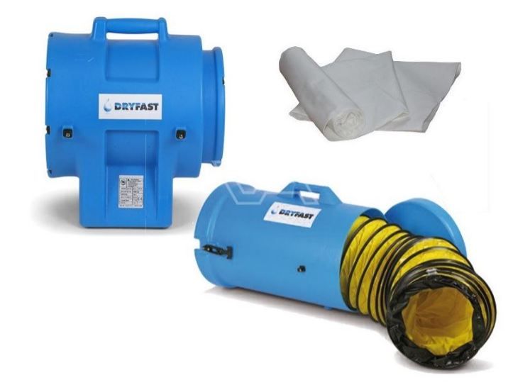 Kit d'extraction de poussière, composé d'un ventilateur axial haute pression et d'un sac à poussière, conçu pour des espaces de 150 m³ - DRYFAST 3900LSAU_0