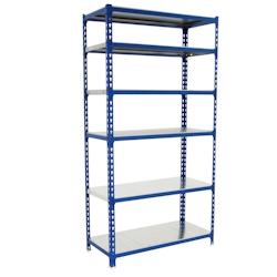 SimonRack Etagère métallique sans vis Simonclick 6 plateaux de 180 kgs par plateau couleur BLEU/GALVA 2500x900x400 mm (haut x largeur x profondeur)_0