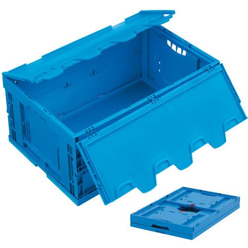 Bac plastique pliable plein bleu 600 x 400 x 230 mm avec couvercle intégré - Réf : BAC147BP6423000_0