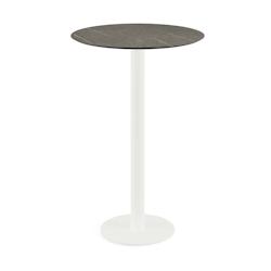 Essentials Urban mange-debout avec piètement blanc + plateau rond HPL Midnight Marble - Shopdeschefs - blanc 130051670_0