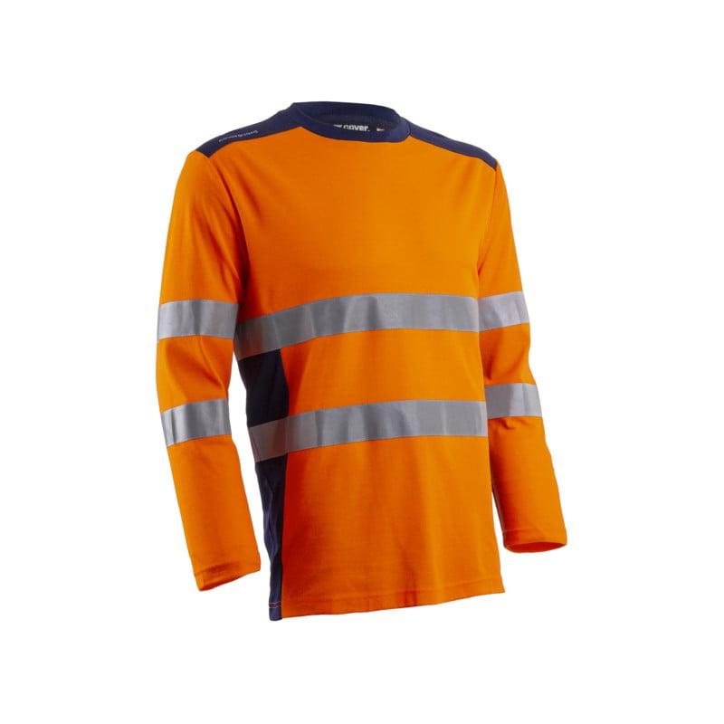 T-shirt manches longues - RIKKA - 55% CO/45% PES UPF 35+ 150g/m2 - Orange HV/Marine - COVERGUARD | 5RIK170_0