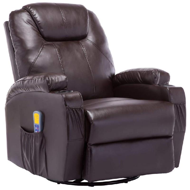 FAUTEUIL ÉLECTRIQUE À BASCULE DE MASSAGE CONFORT RELAXANT MASSANT DÉTENTE SYNTHÉTIQUE MARRON 1702039_0