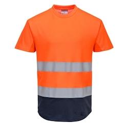 Portwest - Tee-shirt manches courtes MeshAir bicolore HV Orange / Bleu Marine Taille M_0