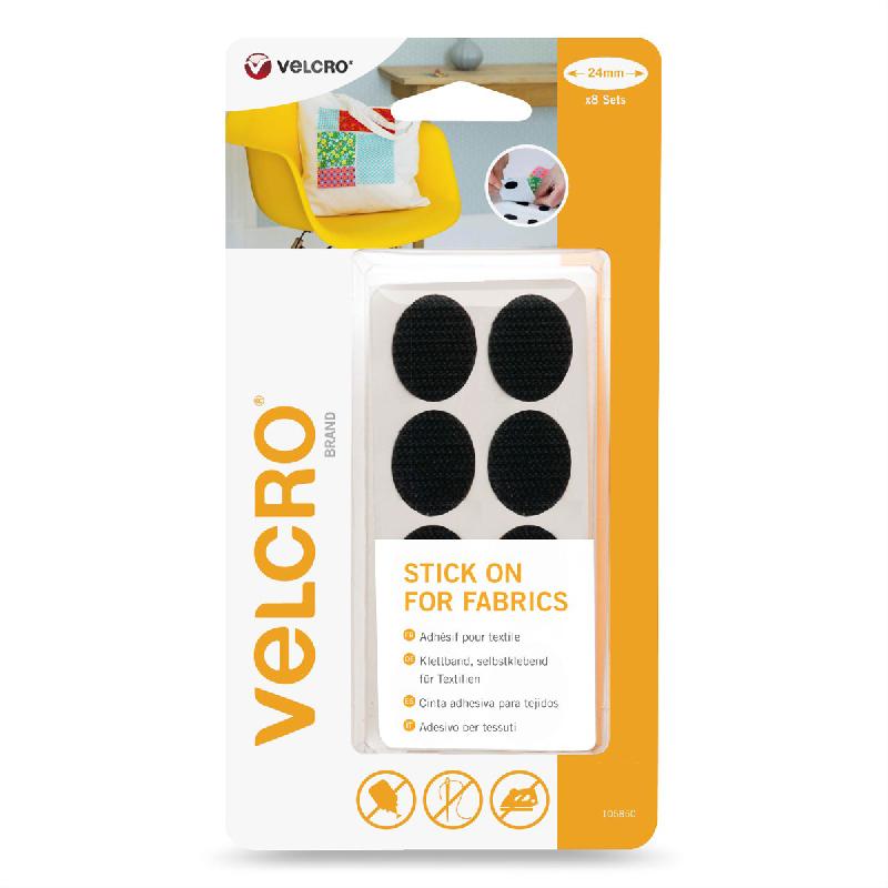 VELCRO® Pour textiles 24mmx8sets noir, bande à coller crochets & velours_0