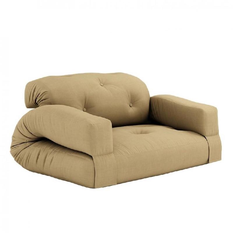 CANAPÉ FUTON STANDARD CONVERTIBLE HIPPO SOFA COULEUR BEIGE BLÉ_0