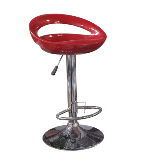 Tabouret Rouge avec base chromée - siège rond aubergine (ABS) d'occasion - design moderne et confortable_0