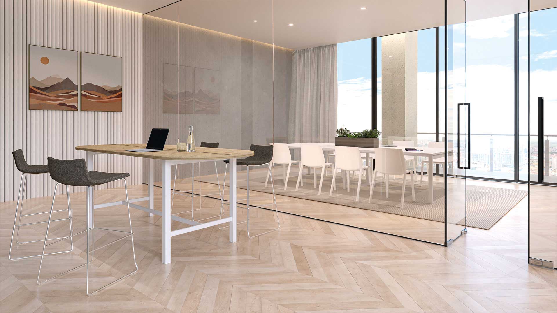 Table de réunion haute dédiée à tous les espaces de travail et de vie en entreprise - PALMA_0