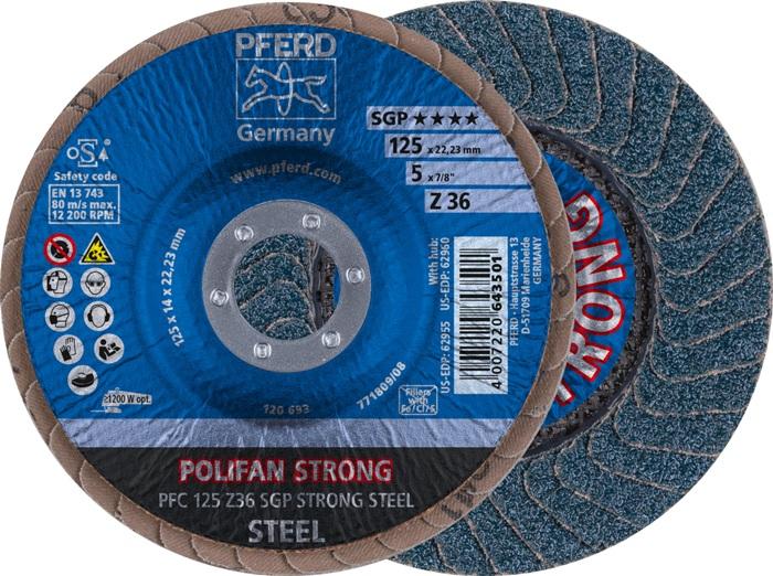 Disque à  lamelles POLIFAN Z SGP STRONG STEEL D. 125 mm granulation 36 conique INOX corindon zirconien PFERD_0