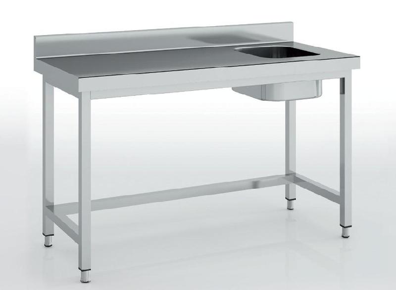 Table de chef en inox 1200x700x600 avec bac à droite - MCCD60-120D_0