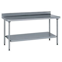 Tournus Equipement Table inox adossée avec étagère inférieure fixe longueur 2000 mm Tournus - 424997 - plastique 424997_0