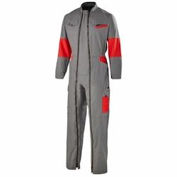 Cepovett - Combinaison de travail 2 Zip coton majoritaire Facity Gris / Rouge Taille S - S gris 3184378520197_0