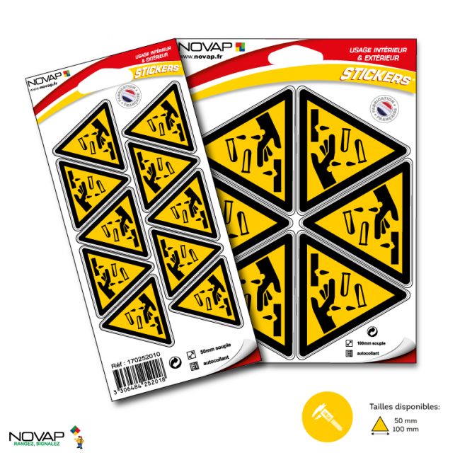 Planches de 10 panneaux adhésifs triangles 50x50x50 mm dangers - PADTPN-NV01/DMCR_0