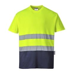 Portwest - Tee-shirt manches courtes en coton bicolore HV Jaune / Bleu Marine Taille XL - XL 5036108250936_0