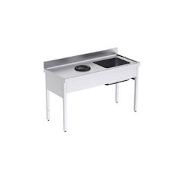 Distform Plonge Inox avec Bâti, Bac et Trou Vide Déchets   1400 x 600 - inox 0641094827168_0