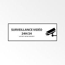 Panneau d'information - Surveillance vidéo 24h/24h - avec décret   - 210 x 75 - PVC - Blanc - Lot de 3_0