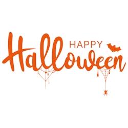 Deco-Vitres Vitrophanie texte Happy Halloween orange - 48 x 94 cm - orange HALL98S_0