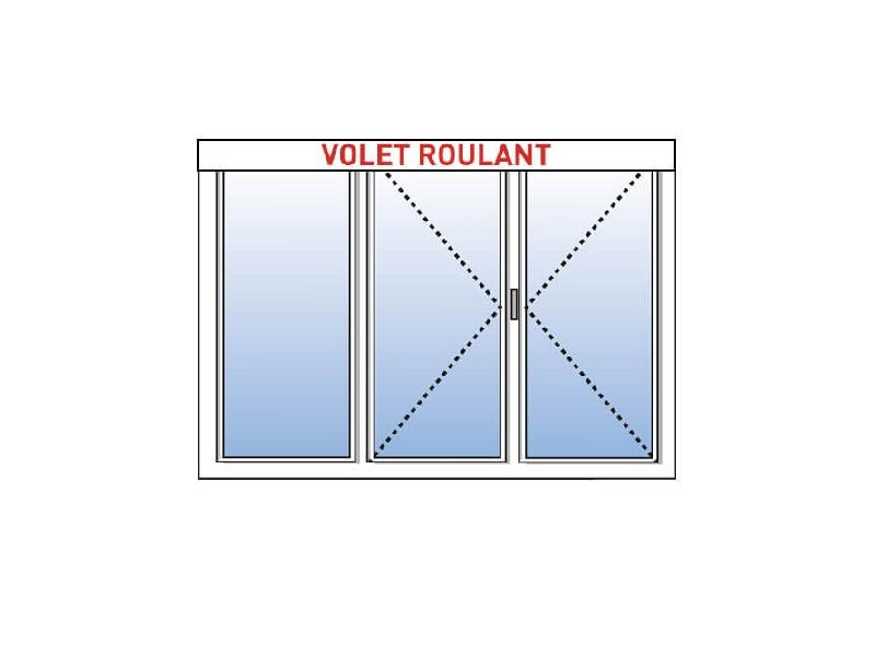 Fenêtre Aluminium 3 Vantaux KAWNEER (2 Ouvrants + 1 Fixe à gauche) avec Volet Roulant Motorisé ou Manuel Intégré Sur Mesure Référence: Fen Alu 3 vtx fixe gauche + VRI_0