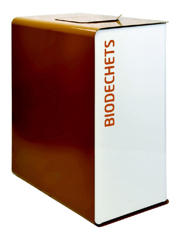 Borne de tri selectif 2x20l  sans serrure - cubatri  tri biodechets  - blanc ral 9016 / marron 8001_0