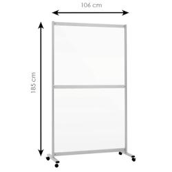 Edimeta Cloison mobile Plexiglass Rigide Transparent cadre alu H 185 x L 106 cm + Roulettes - transparent plastique 214188_0