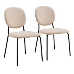 Oviala Business Lot de 2 chaises en acier et tissu beige - beige 111716_0