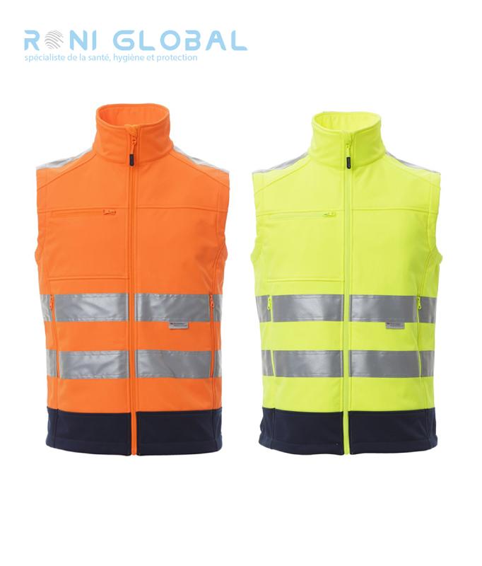 GILET DE SÉCURITÉ HAUTE VISIBILITÉ HOMME SOFTSHELL IMPERMÉABLE EN POLYESTER 1 POCHE CLASS 2 - TRAFFIC PAYPER_0